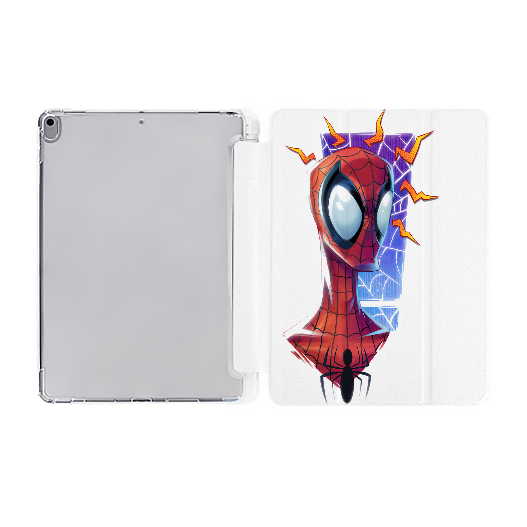 （画像用） Spider Man スパイダーマン IPad ケース ペン収納付き 三つ折りスタンド PUレザー×シリコン 対応機種9.5/10.5/10.9インチ